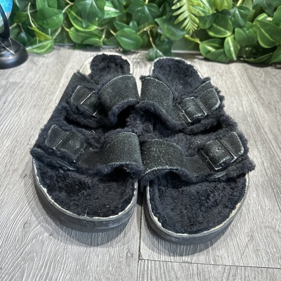BIRKENSTOCK ARIZONA GENUINE SHEARLING SLIDE SANDAL BLACK MEN’S EU46 $160 main image 5